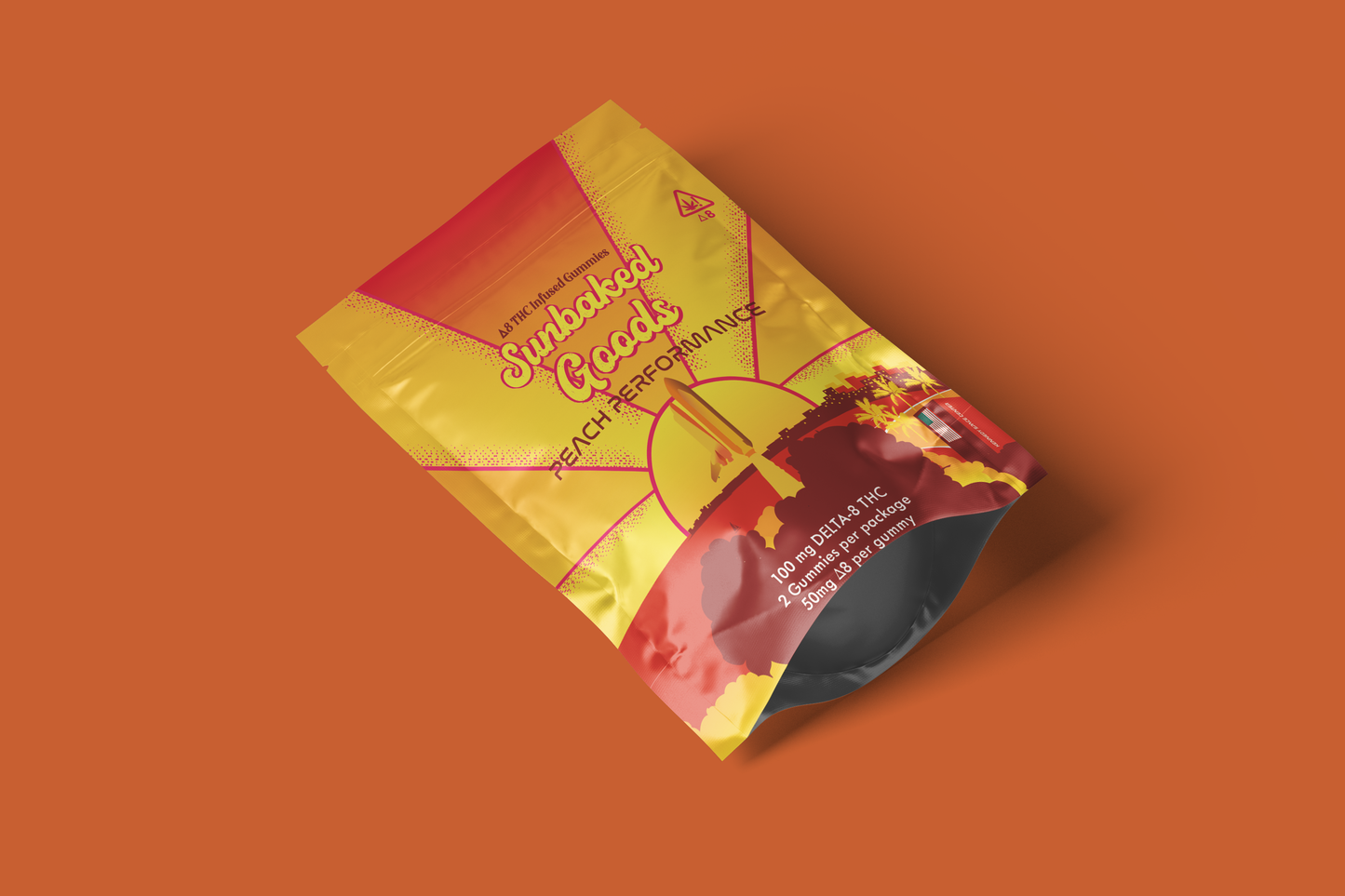 Peach Performance D8 Infused Gummy -2ct Bags (V) & (GF)