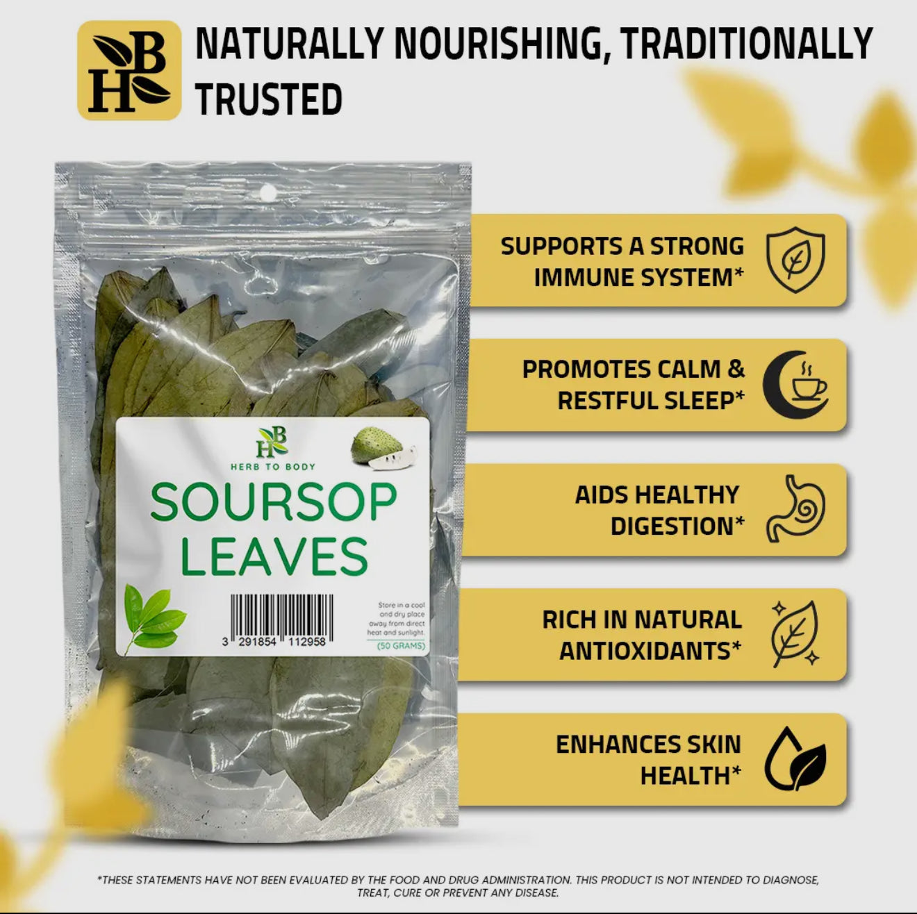 Organic Soursop Leaves 50g - Dried
Leaf | Hoja De Guanabana